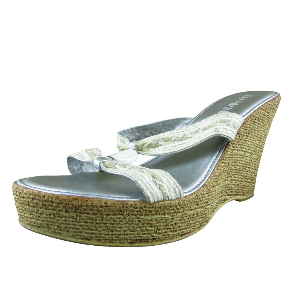 Damiani ‎ Women Slide Sandal Shoes Silver Synthetic Size 10 Medium